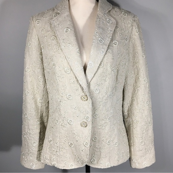 2/$35 Coldwater Creek Beautiful Embroidered linen Blazer Women’s PL Elegant - Picture 1 of 12